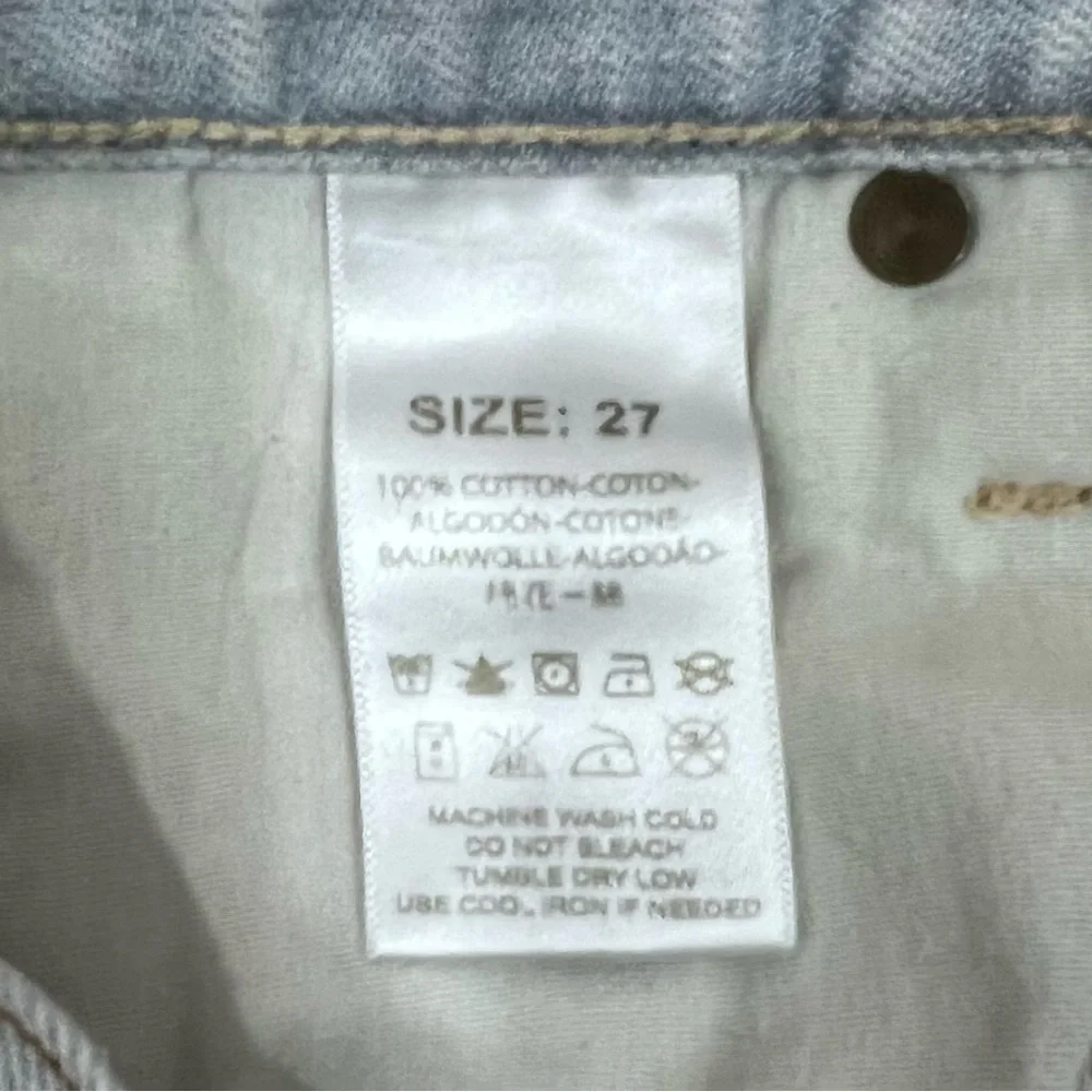 Free People Shredded Distressed Light Bleach Wash Baggy Bermuda Jean Shorts